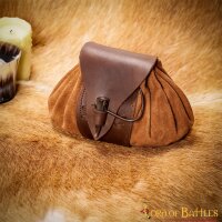 Medieval Leather Belt Pouch with Real Horn Toggle