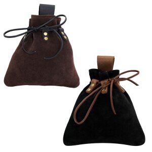 Medieval Drawstring Belt Pouch Crafted from Genuine Suede Leather