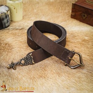 Renaissance Leather Belt with Antiqued Solid Brass Buckle