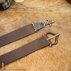 Renaissance Leather Belt with Antiqued Solid Brass Buckle