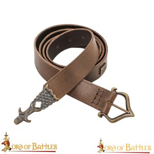 Renaissance Leather Belt with Antiqued Solid Brass Buckle