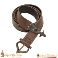 Renaissance Leather Belt with Antiqued Solid Brass Buckle