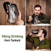 Mighty Wolf Viking Horn Tankard Beer Mug Handcrafted from Genuine Ox Horn