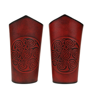 Genuine Leather Bracers with Embossed Celtic Spiral Design