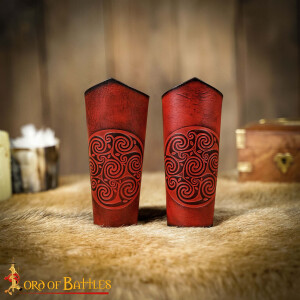 Genuine Leather Bracers with Embossed Celtic Spiral Design