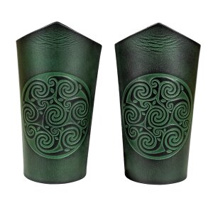 Genuine Leather Bracers with Embossed Celtic Spiral Design