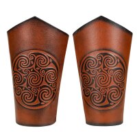 Genuine Leather Bracers with Embossed Celtic Spiral Design