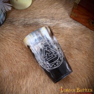 Viking Valknut Horn Tumbler Set of Two Handmade from Genuine Ox Horn