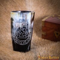 Viking Valknut Horn Tumbler Set of Two Handmade from Genuine Ox Horn