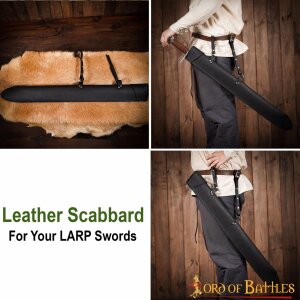 Handcrafted Genuine Leather Scabbard for LARP Swords Black
