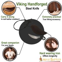 Viking Feasting Hand Forged Knife with Genuine Leather Sheath