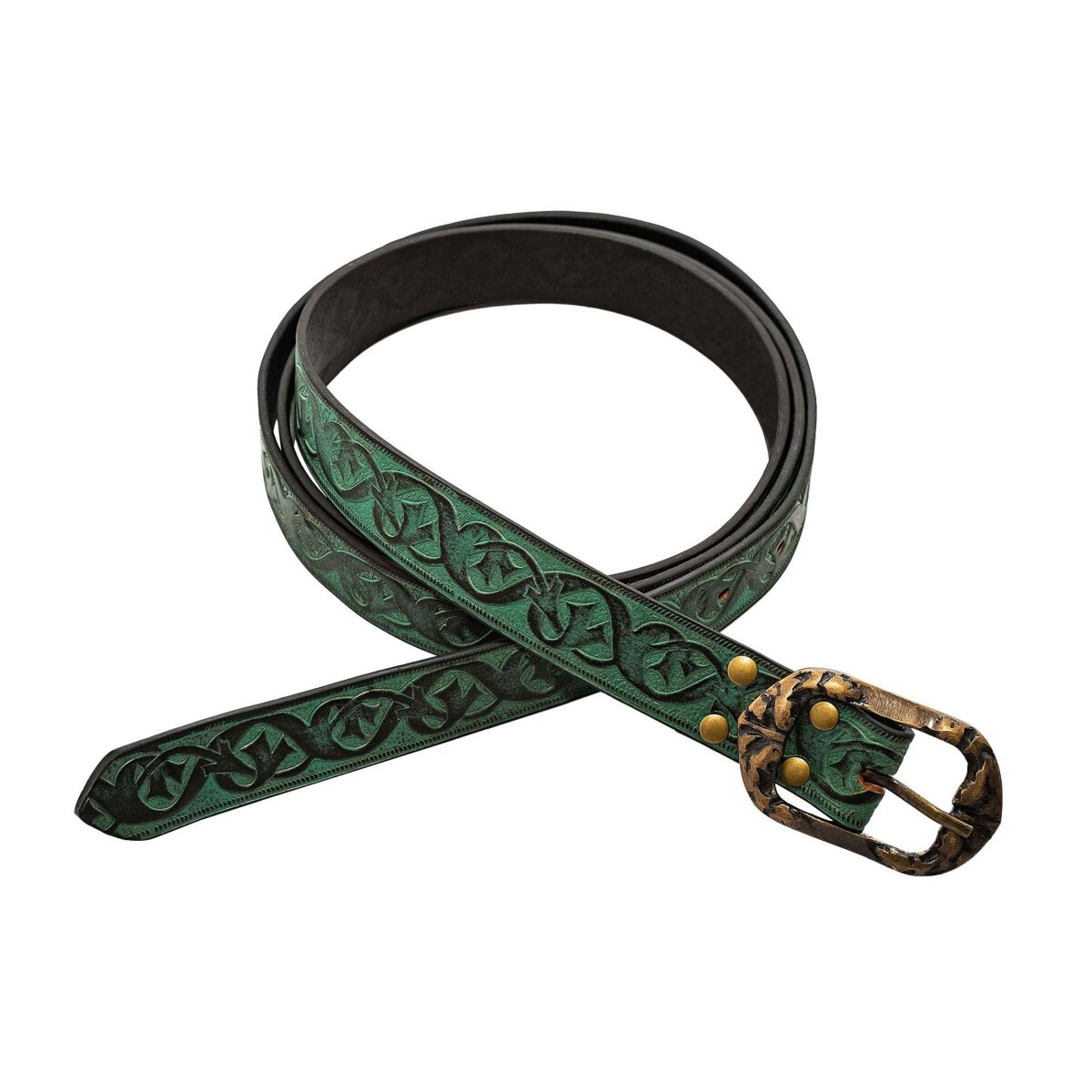 Handcrafted Fantasy Genuine Leather Belt Green