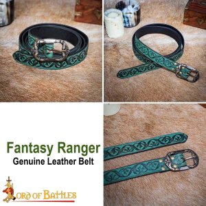 Handcrafted Fantasy Genuine Leather Belt Green