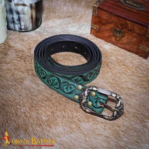 Handcrafted Fantasy Genuine Leather Belt Green