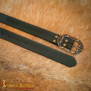 Handcrafted Genuine Leather Belt with Embossed Design Green