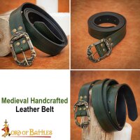Handcrafted Genuine Leather Belt with Embossed Design Green