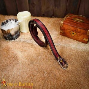 Medieval Leather Belt with Ornate Embossed Design Maroon