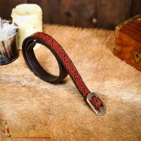 Medieval Leather Belt with Embossed Celtic Knotwork Design