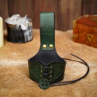 Handcrafted Horn Holder with Embossed Celtic Knot Design Green