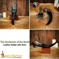 Handcrafted Horn Holder with Embossed Celtic Knot Design Green