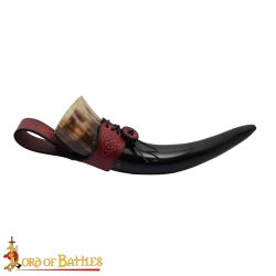 Handcrafted Horn Holder with Embossed Celtic Knot Design Maroon