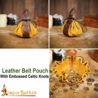 Leather Belt Pouch With Embossed Celtic Knots