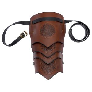 Leather Pauldron with Three Celtic Horses Symbol