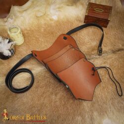 Leather Pauldron with Three Celtic Horses Symbol
