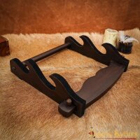 Handcrafted Genuine Hardwood Wall Mounting Two-Tier Axe / Sword Stand