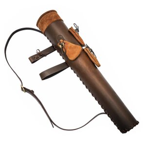 Leather Quiver with Suede Pouches for Arrowheads