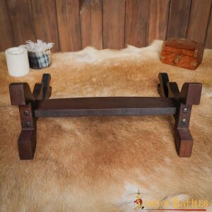 Handcrafted Genuine Hardwood Two Tier Sword and Axe Stand