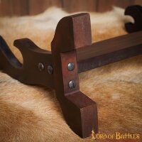 Handcrafted Genuine Hardwood Two Tier Sword and Axe Stand