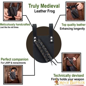 Medieval Angled Sword and Dagger Frog Genuine Leathercraft Black