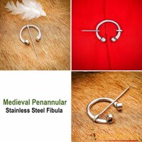 Stainless Steel Medieval Fibula with Rolled Ends