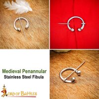 Stainless Steel Medieval Fibula with Rolled Ends