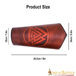 Warrior of the Realm Genuine Leather Bracers with Viking Valknut Symbol