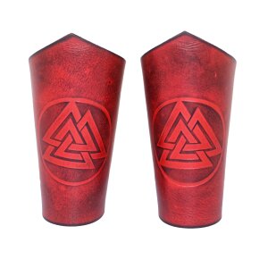 Warrior of the Realm Genuine Leather Bracers with Viking Valknut Symbol