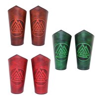 Warrior of the Realm Genuine Leather Bracers with Viking Valknut Symbol