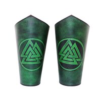 Warrior of the Realm Genuine Leather Bracers with Viking Valknut Symbol