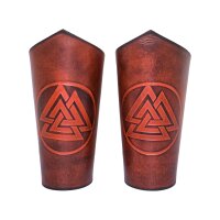 Warrior of the Realm Genuine Leather Bracers with Viking Valknut Symbol