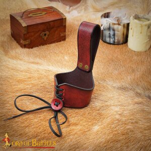 Handcrafted Genuine Leather Horn Holders for Drinking Horns Maroon