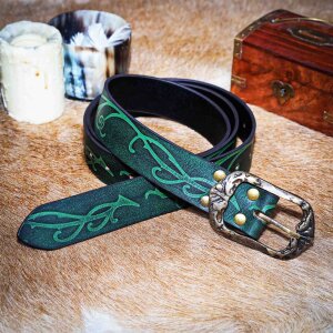 The Woodland Elf Handcrafted Genuine Leather Belt Green