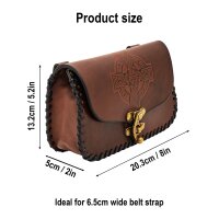 Medieval Fantasy Genuine Leather Belt Bag with Embossed Celtic Cross Design