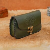 Medieval Fantasy Genuine Leather Belt Bag with Embossed Celtic Cross Design