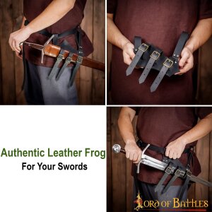 Medieval Leather Sword and Axe Frog Handcrafted from Genuine Leather