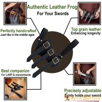 Medieval Leather Sword and Axe Frog Handcrafted from Genuine Leather