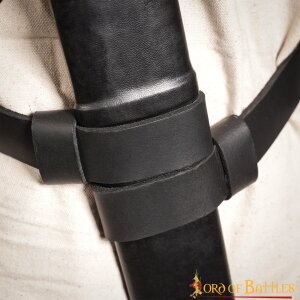 Leather Belt with Lustrous Steel Ring Genuine Leather Sword Hanging Belt