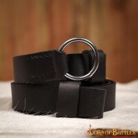 Leather Belt with Lustrous Steel Ring Genuine Leather Sword Hanging Belt