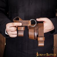 Leather Belt with Lustrous Steel Ring Genuine Leather Sword Hanging Belt