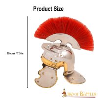 Decorative Roman Centurion Mini Helmet with Red Plume and Wooden Stand